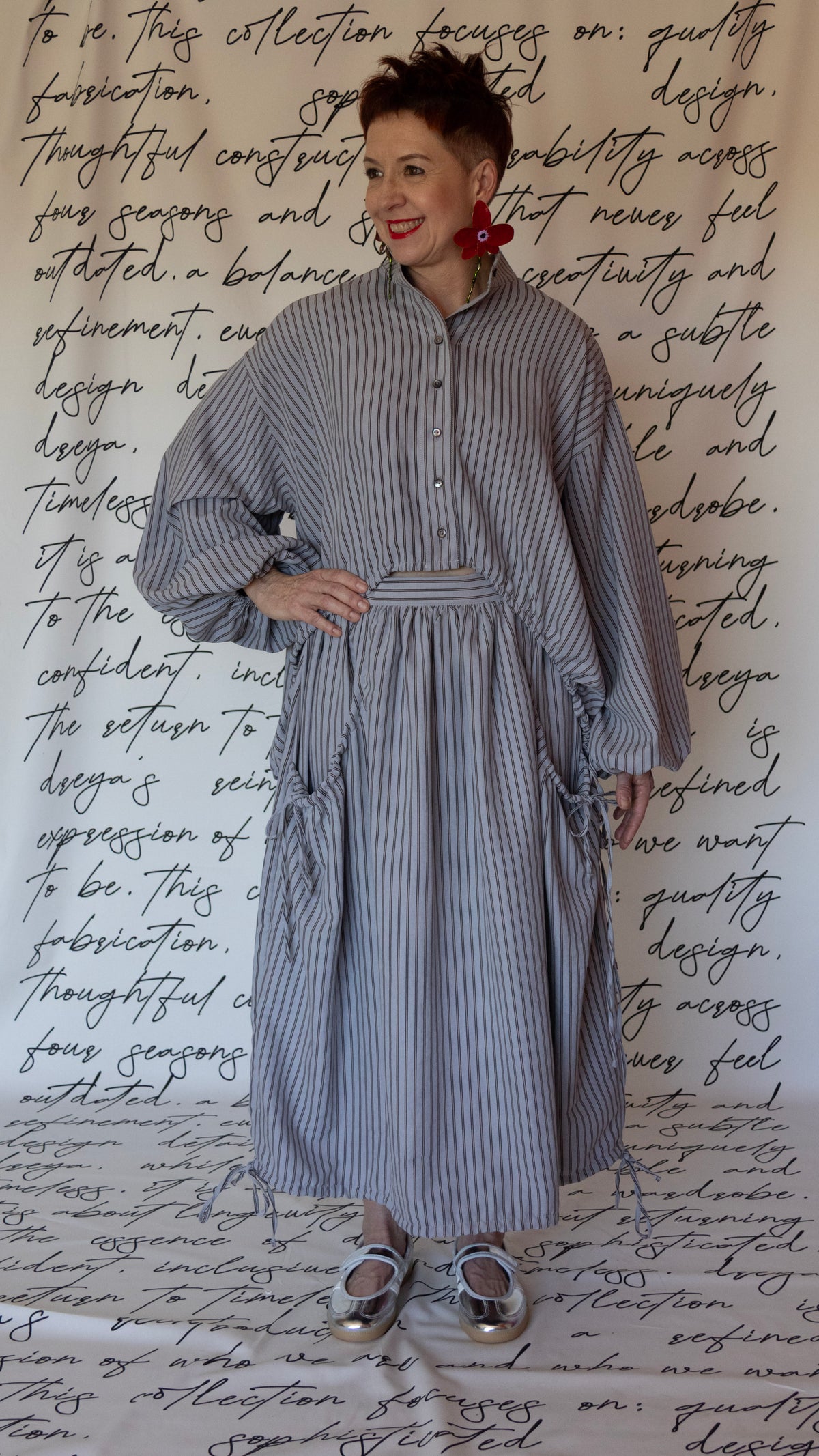 The Noa Shirt - Dove Grey & Brown Stripe
