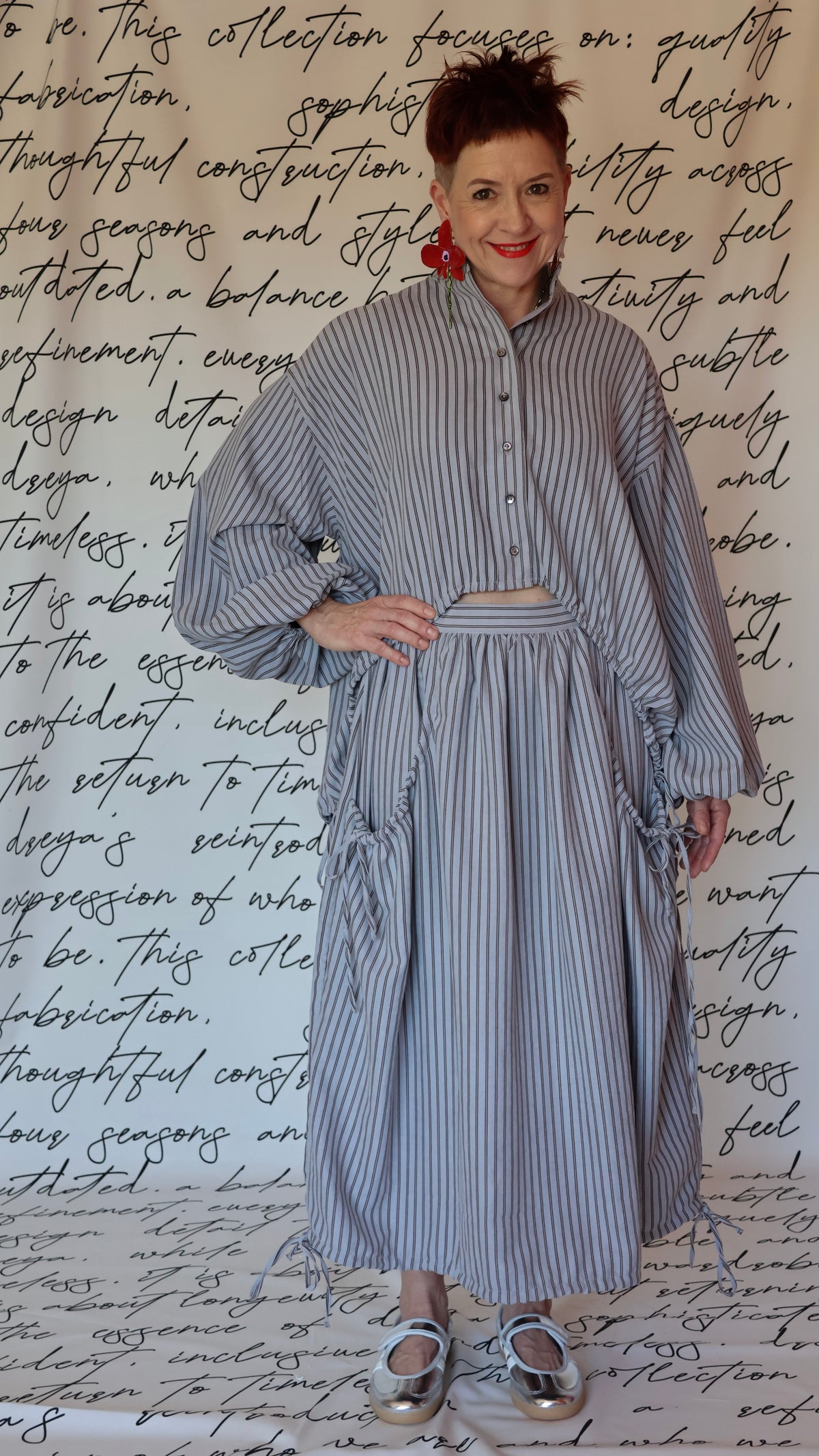The Noa Shirt - Dove Grey & Brown Stripe