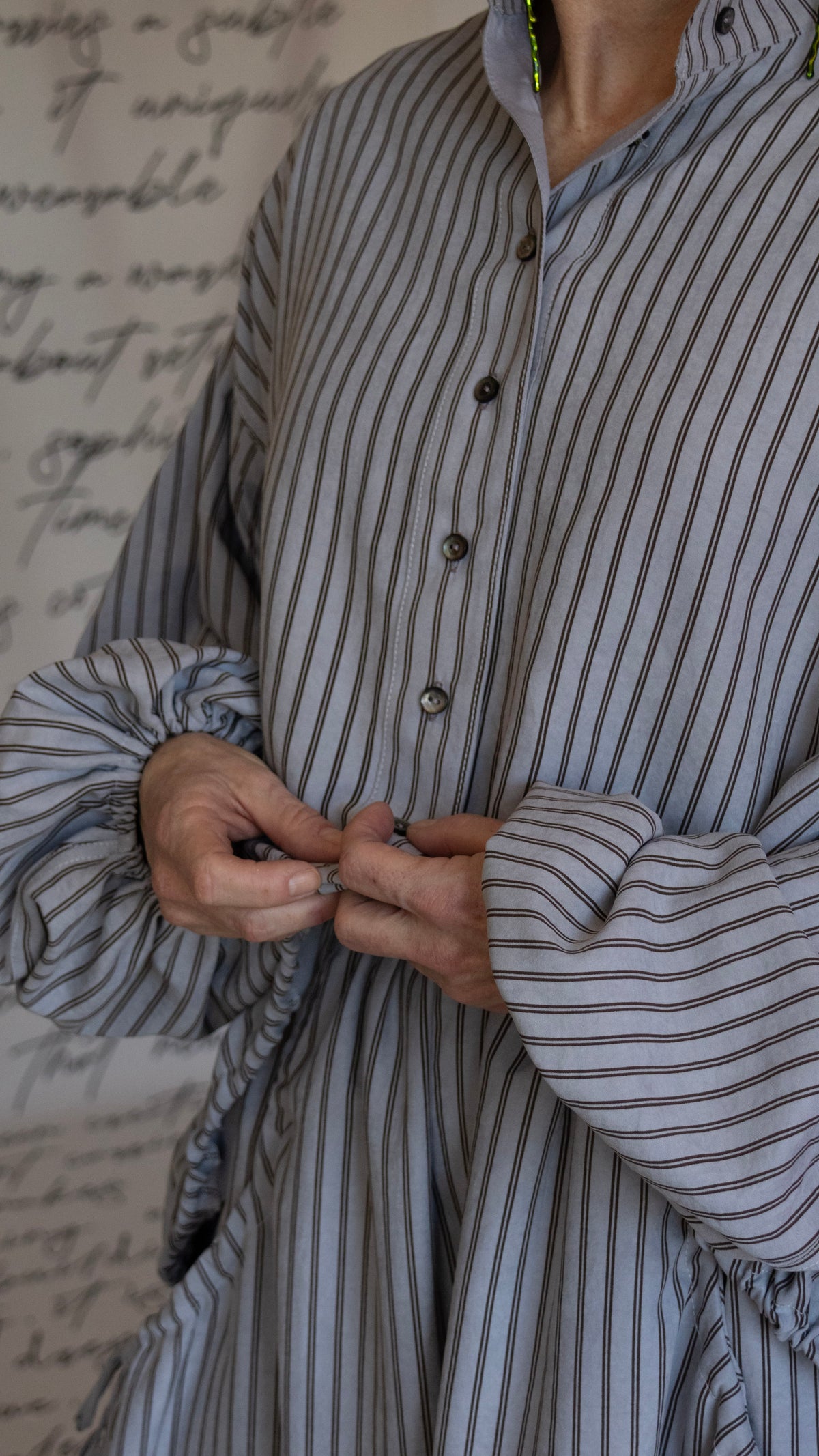 The Olive Skirt - Dove Grey and Brown Stripe
