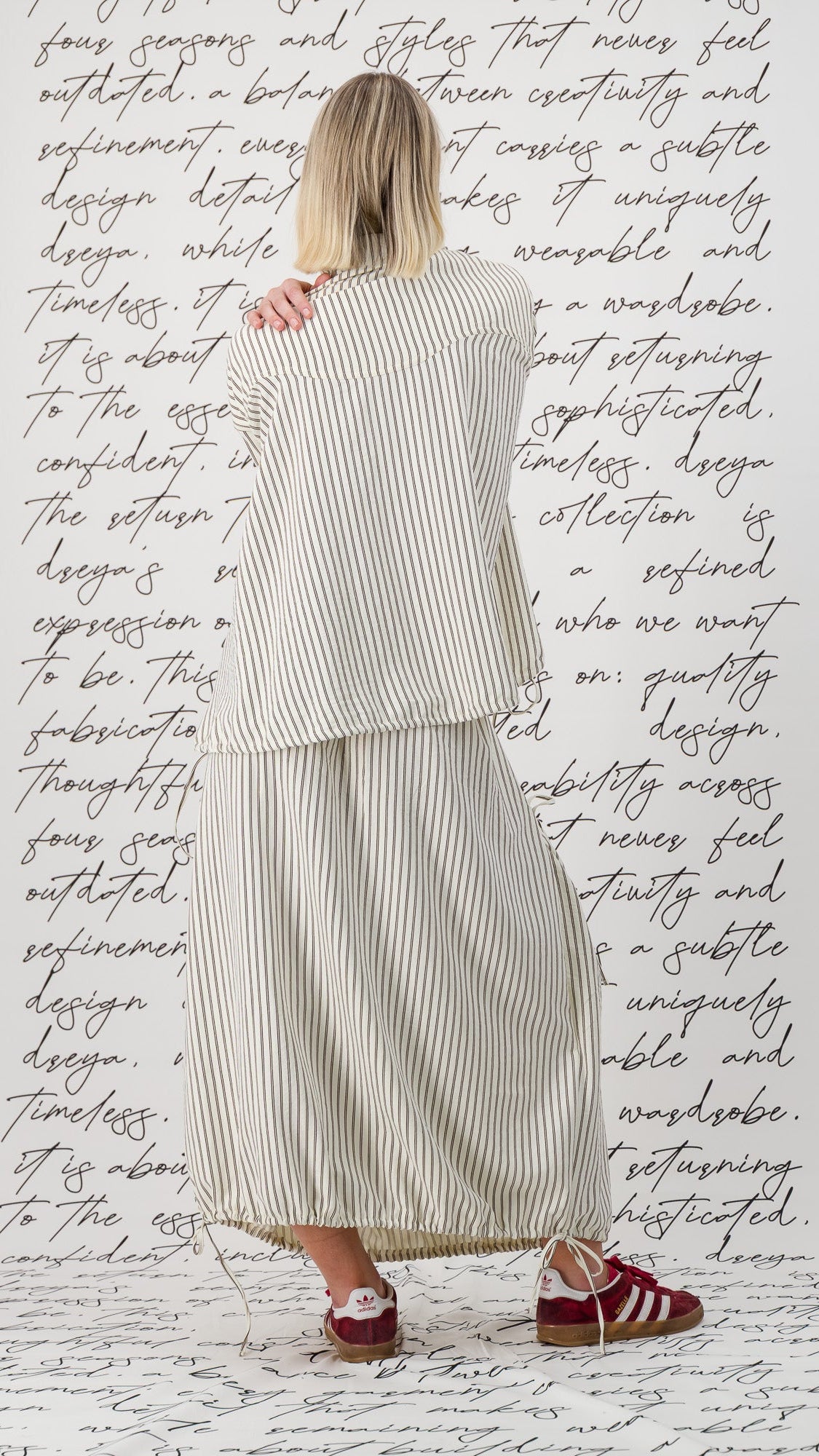 The Olive Skirt - Cream and Brown Stripe