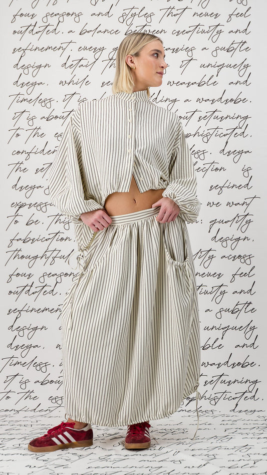 The Noa Shirt - Cream & Brown Stripe