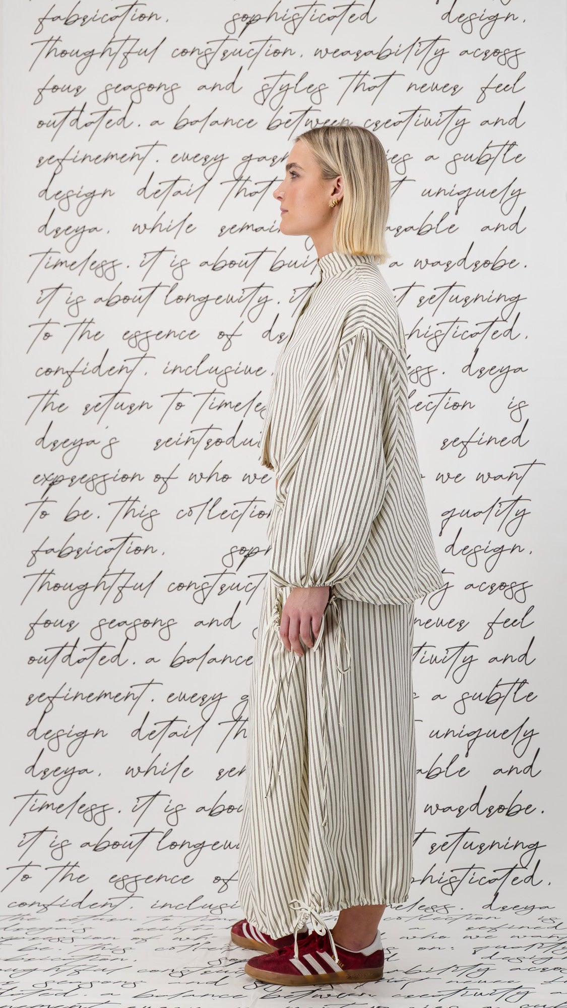 The Olive Skirt - Cream and Brown Stripe