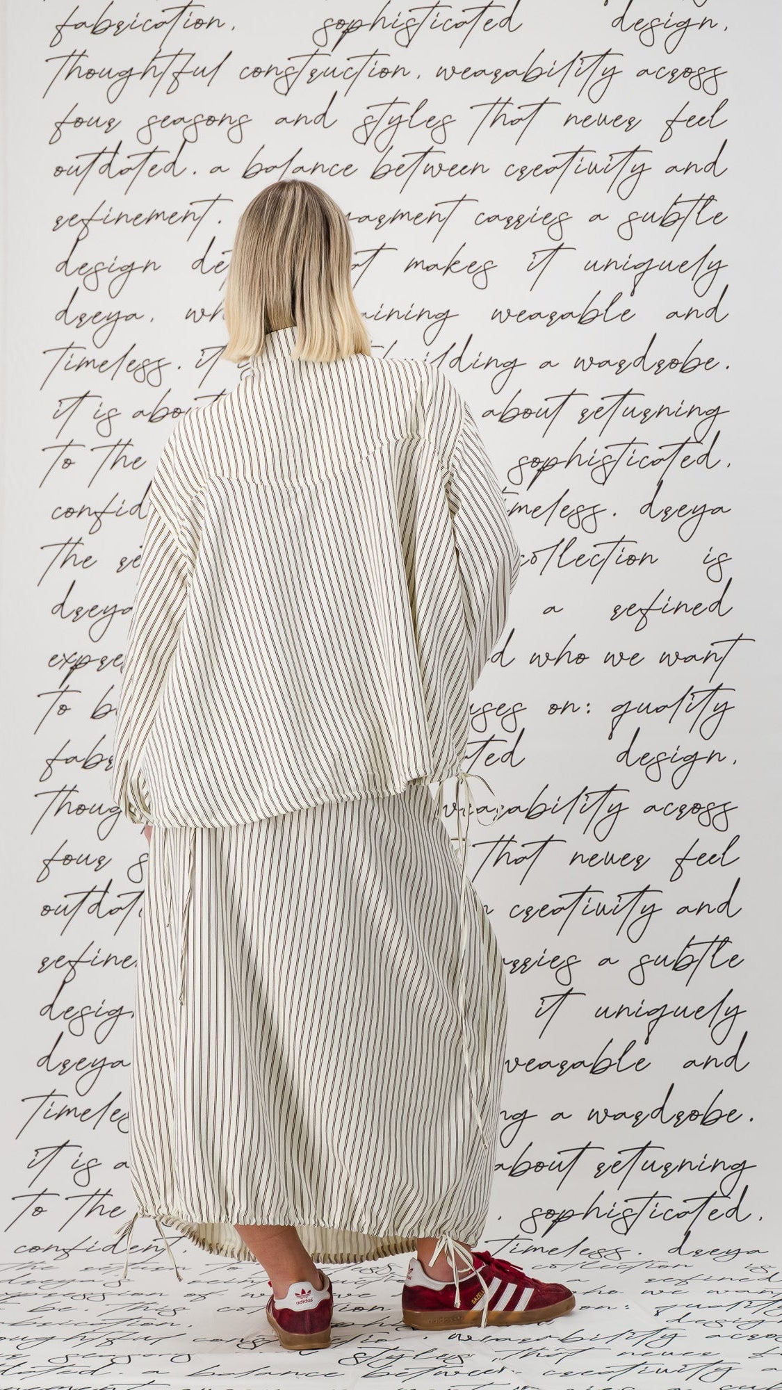 The Olive Skirt - Cream and Brown Stripe