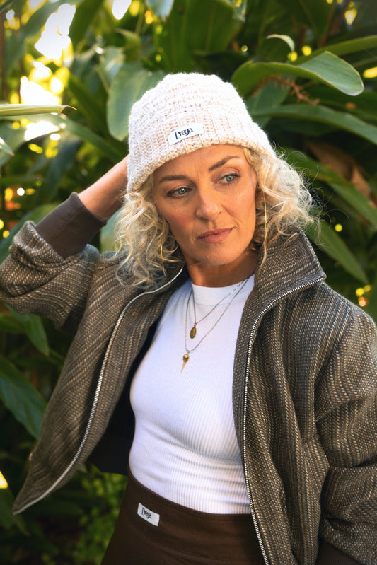 The Bomber - Stone and Sand Stripe
